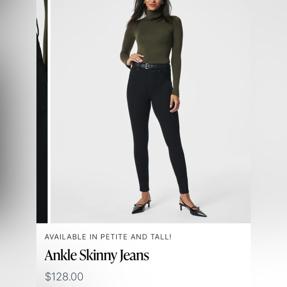 NWT $128 Spanx small tall black pull on jean leggings. Slimming. - Picture 2 of 14